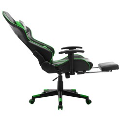 vidaXL Sedia da Gaming con Poggiapiedi Nera e Verde in Similpelle