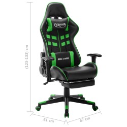 vidaXL Sedia da Gaming con Poggiapiedi Nera e Verde in Similpelle