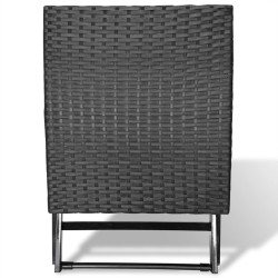 vidaXL Sgabello Pieghevole in Polyrattan Nero