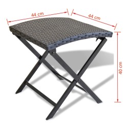 vidaXL Sgabello Pieghevole in Polyrattan Nero