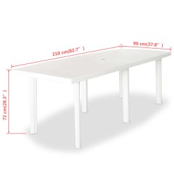 vidaXL Tavolo da Giardino Bianco 210x96x72 cm in Plastica