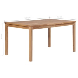 vidaXL Tavolo da Giardino 150x90x77 cm in Legno Massello di Teak