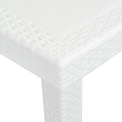 vidaXL Tavolo da Giardino Bianco 220x90x72 cm in Plastica Stile Rattan