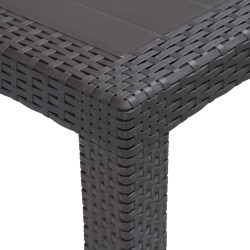 vidaXL Tavolo da Giardino Marrone 220x90x72 cm Plastica Stile Rattan