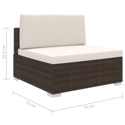 vidaXL Seduta Centrale Modulare 1 pz con Cuscini in Polyrattan Marrone