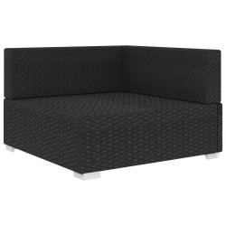 vidaXL Poltrona Modulare ad Angolo 1 pz con Cuscini in Polyrattan Nero