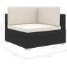 vidaXL Poltrona Modulare ad Angolo 1 pz con Cuscini in Polyrattan Nero