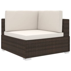 vidaXL Poltrona Modulare ad Angolo 1 pz con Cuscini Polyrattan Marrone