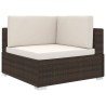 vidaXL Poltrona Modulare ad Angolo 1 pz con Cuscini Polyrattan Marrone