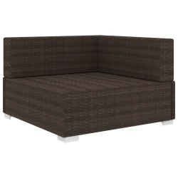 vidaXL Poltrona Modulare ad Angolo 1 pz con Cuscini Polyrattan Marrone