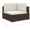 vidaXL Poltrona Modulare ad Angolo 1 pz con Cuscini Polyrattan Marrone