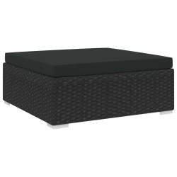 vidaXL Poggiapiedi Modulare 1 pz con Cuscino in Polyrattan Nero