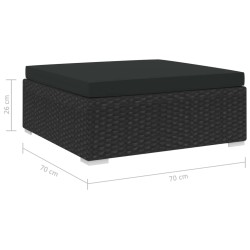 vidaXL Poggiapiedi Modulare 1 pz con Cuscino in Polyrattan Nero