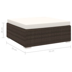 vidaXL Poggiapiedi Modulare 1 pz con Cuscino in Polyrattan Marrone