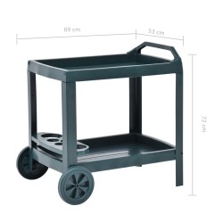 vidaXL Carrello per Bevande Verde 69x53x72 cm in Plastica