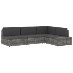 vidaXL Divano ad Angolo Modulare Bracciolo Sinistro Polyrattan Grigio