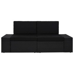 vidaXL Divano Modulare a 2 Posti in Polyrattan Nero