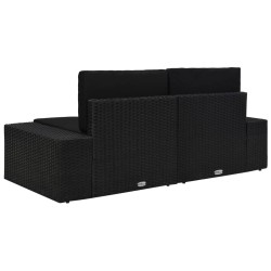 vidaXL Divano Modulare a 2 Posti in Polyrattan Nero