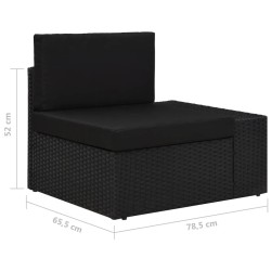 vidaXL Divano Modulare a 2 Posti in Polyrattan Nero