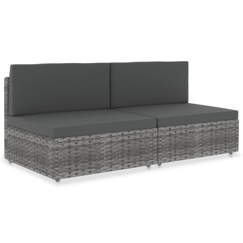 vidaXL Divano Modulare a 2 Posti in Polyrattan Grigio