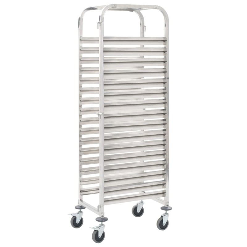 vidaXL Carrello da Cucina per 16 Vassoi 38x55x163 cm in Acciaio Inox