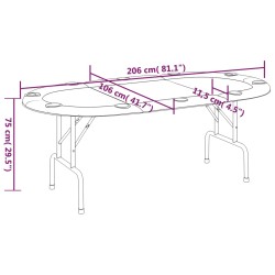 vidaXL Tavolo da Poker Pieghevole 10 Giocatori Blu 206x106x75 cm