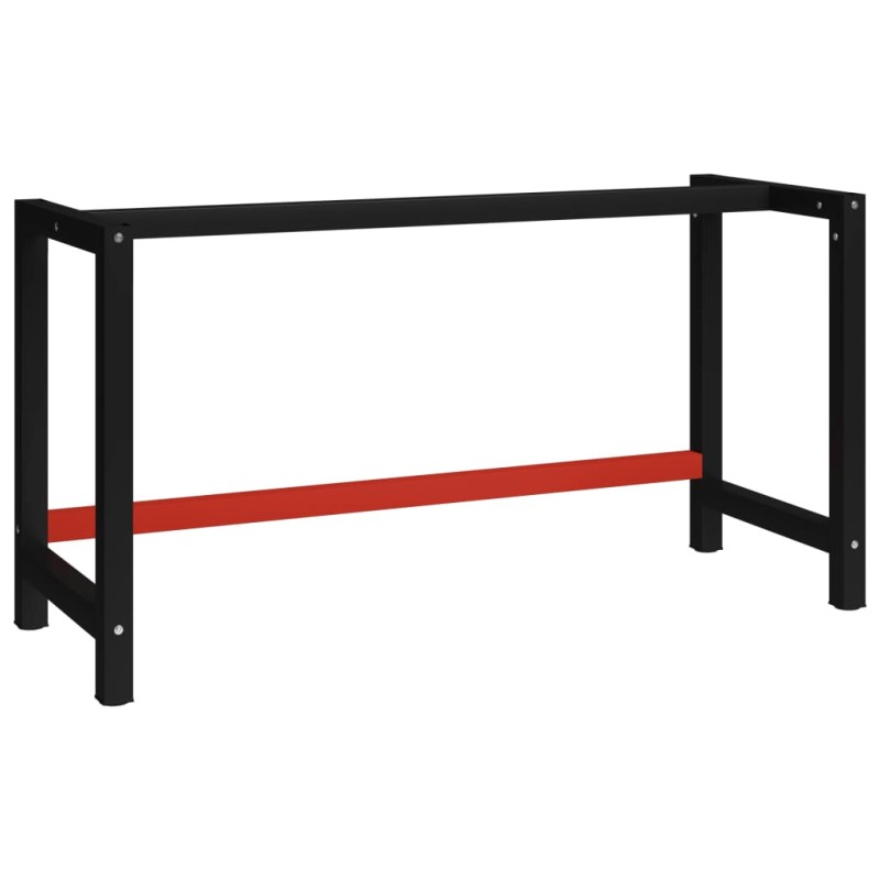 vidaXL Telaio per Banco da Lavoro in Metallo 150x57x79 cm Nero e Rosso