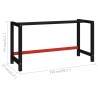 vidaXL Telaio per Banco da Lavoro in Metallo 150x57x79 cm Nero e Rosso