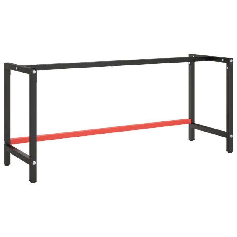 vidaXL Telaio Banco da Lavoro Nero e Rosso Opaco 180x57x79 cm Metallo