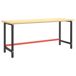 vidaXL Telaio Banco da Lavoro Nero e Rosso Opaco 180x57x79 cm Metallo