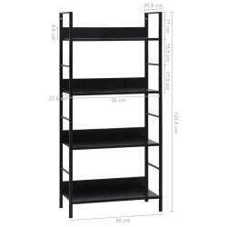 vidaXL Libreria a 4 Ripiani Nera 60x27,6x124,5 cm in Truciolato