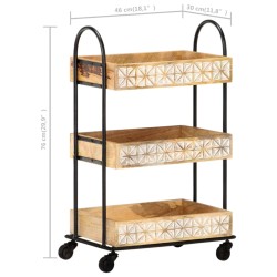 vidaXL Carrello da Cucina a 3 Livelli 46x30x76 cm in Massello di Mango