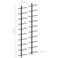 vidaXL Portavini da Parete per 20 Bottiglie 2 pz Nero in Metallo