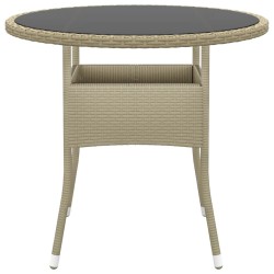 vidaXL Tavolo da Giardino Ø80x75cm Vetro Temperato e Polyrattan Beige