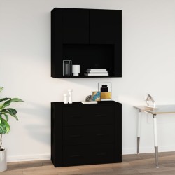    Mobile a Parete Nero 80x33x80 cm in Legno Ingegnerizzato