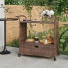 vidaXL Carrello da Bar con Cassetto Marrone 100x45x97 cm in Polyrattan