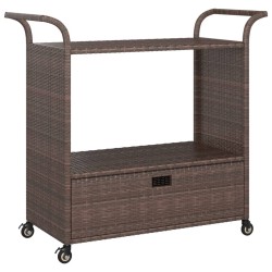 vidaXL Carrello da Bar con Cassetto Marrone 100x45x97 cm in Polyrattan