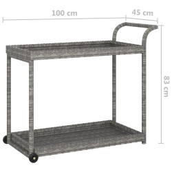 vidaXL Carrello da Bar Grigio 100x45x83 cm in Polyrattan