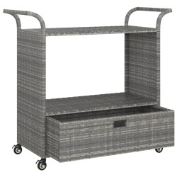 vidaXL Carrello da Bar con Cassetto Grigio 100x45x97 cm in Polyrattan