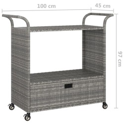 vidaXL Carrello da Bar con Cassetto Grigio 100x45x97 cm in Polyrattan