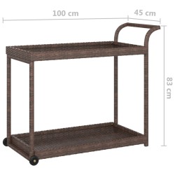 vidaXL Carrello da Bar Marrone 100x45x83 cm in Polyrattan