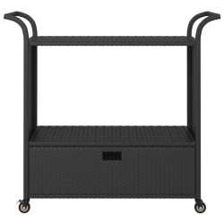 vidaXL Carrello da Bar con Cassetto Nero 100x45x97 cm in Polyrattan