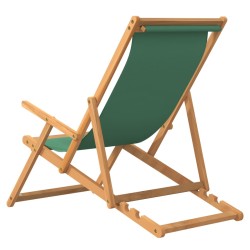 vidaXL Sdraio Pieghevole da Spiaggia in Legno Massello di Teak Verde