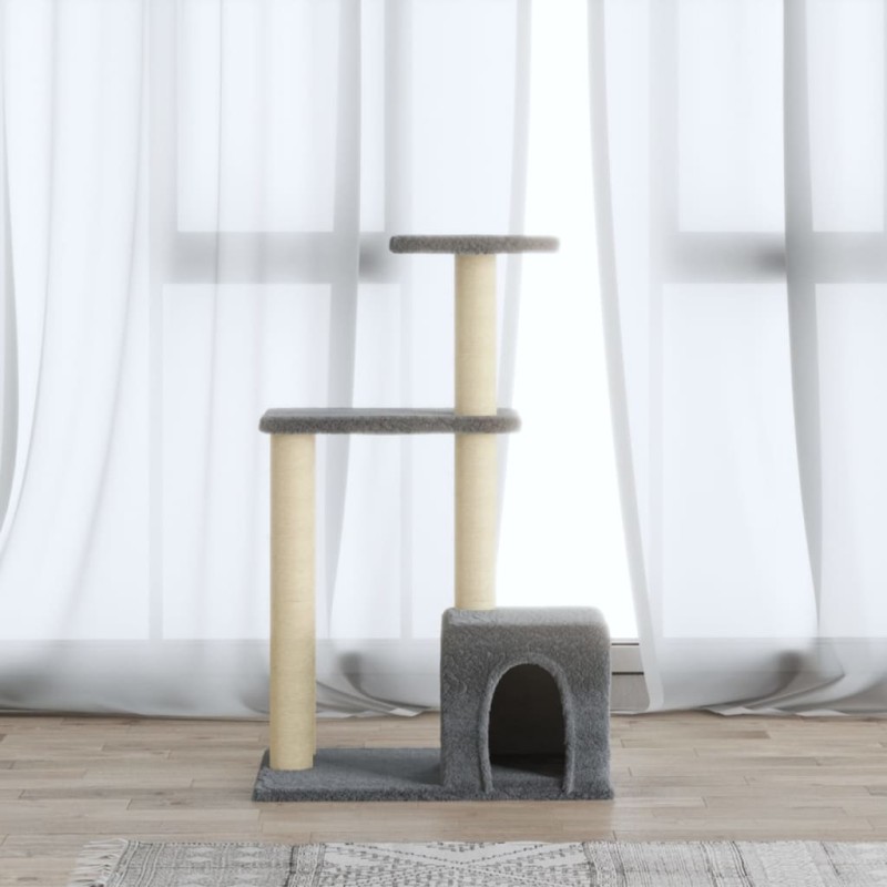 Albero per Gatti con Tiragraffi in Sisal Grigio Chiaro 71 cm