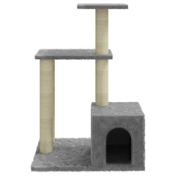 Albero per Gatti con Tiragraffi in Sisal Grigio Chiaro 71 cm