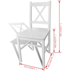 vidaXL Sedie da Pranzo 2 pz Bianche in Legno di Pino