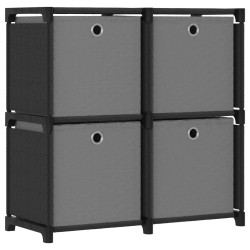 vidaXL Mensola con 4 Vani a Cubo e Cassetti Nera69x30x72,5 cm Tessuto