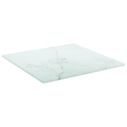 vidaXL Piano Tavolo Bianco 30x30 cm 6mm Vetro Temperato Aspetto Marmo