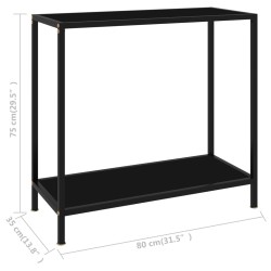 vidaXL Tavolo Consolle Nero 80x35x75 cm in Vetro Temperato