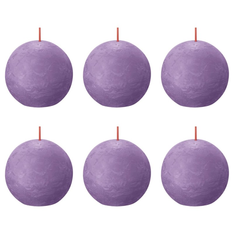 Bolsius Candele Rustiche a Sfera Shine 6 pz 76x71 mm Viola Vibrante